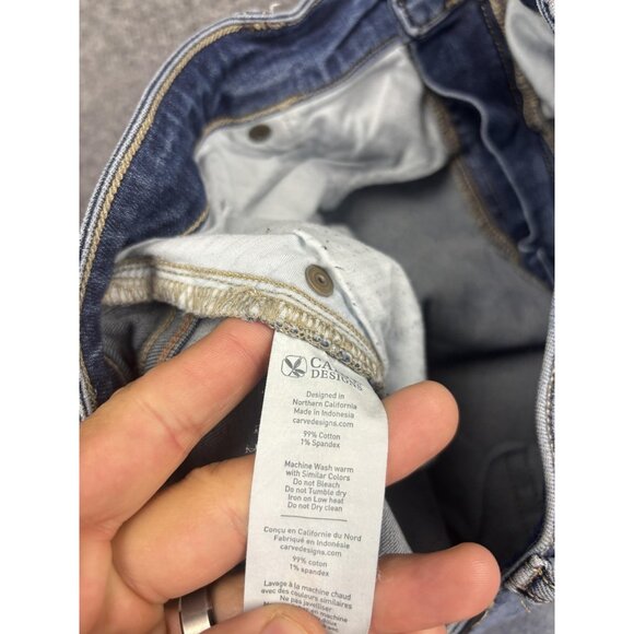 Carve Designs Jeans Womens 14 Blue Light Wash Ankle Crop Cuffed Stretch - Picture 8 of 8